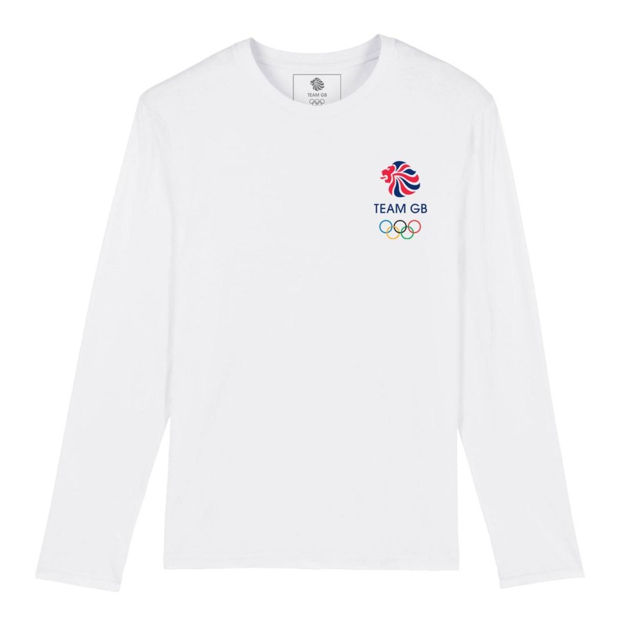 Casual Clothing Inkthreadable | Team Gb Small Colour Logo Long Sleeve T-Shirt White