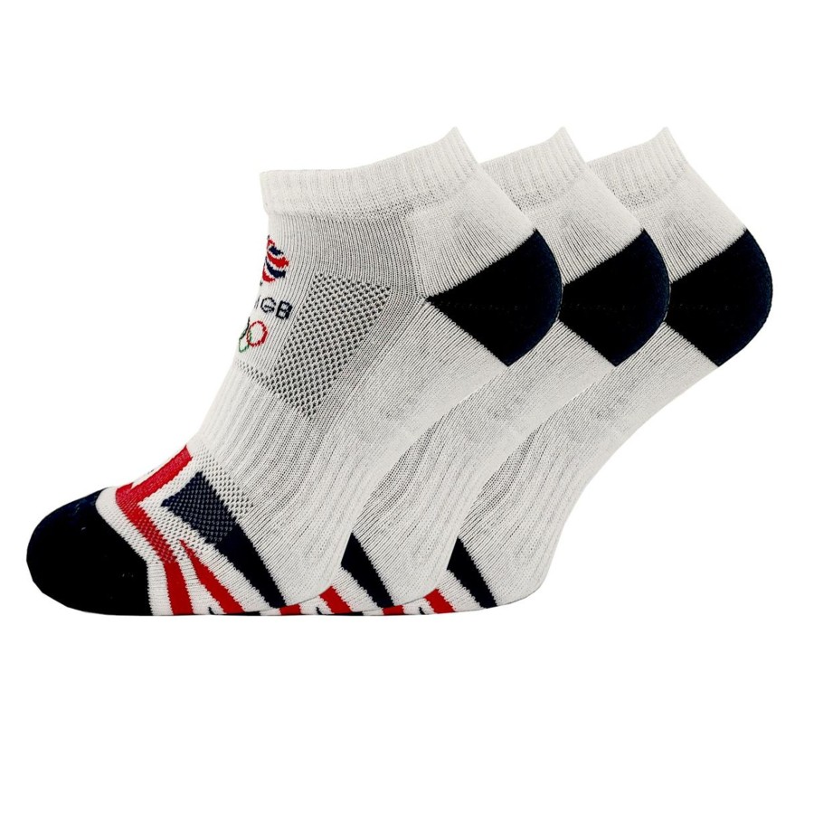 Casual Clothing Exceptio | Team Gb 3Pk Sport Trainer Sock White | The Official Team Gb Shop