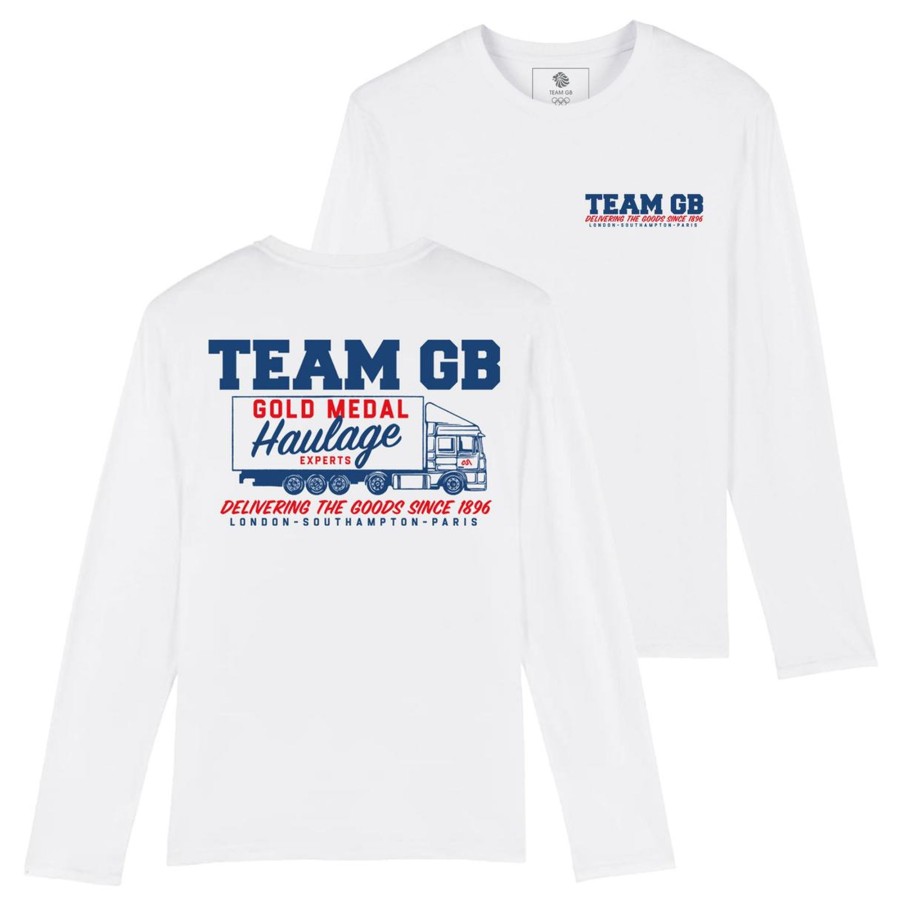 Casual Clothing Inkthreadable | Team Gb Delivering The Goods Long Sleeve T-Shirt White