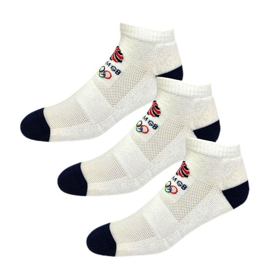 Casual Clothing Exceptio | Team Gb 3Pk Sport Trainer Sock White | The Official Team Gb Shop