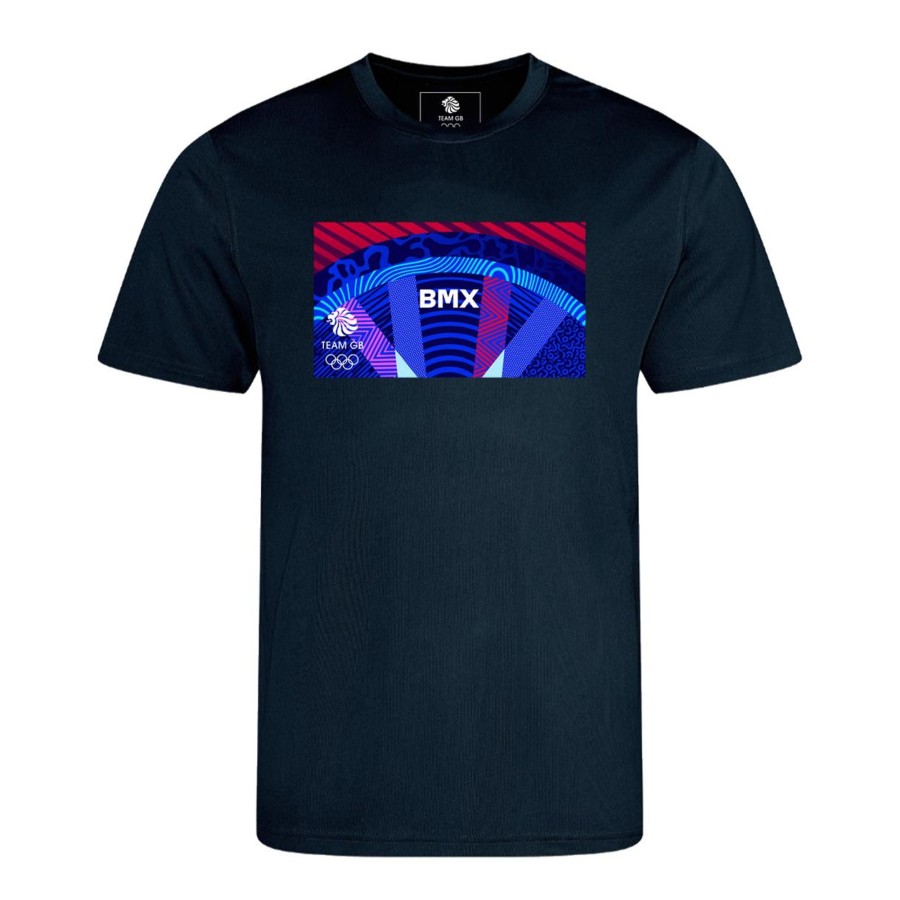 Active Clothing Inkthreadable | Team Gb Bmx Technical T-Shirt Navy