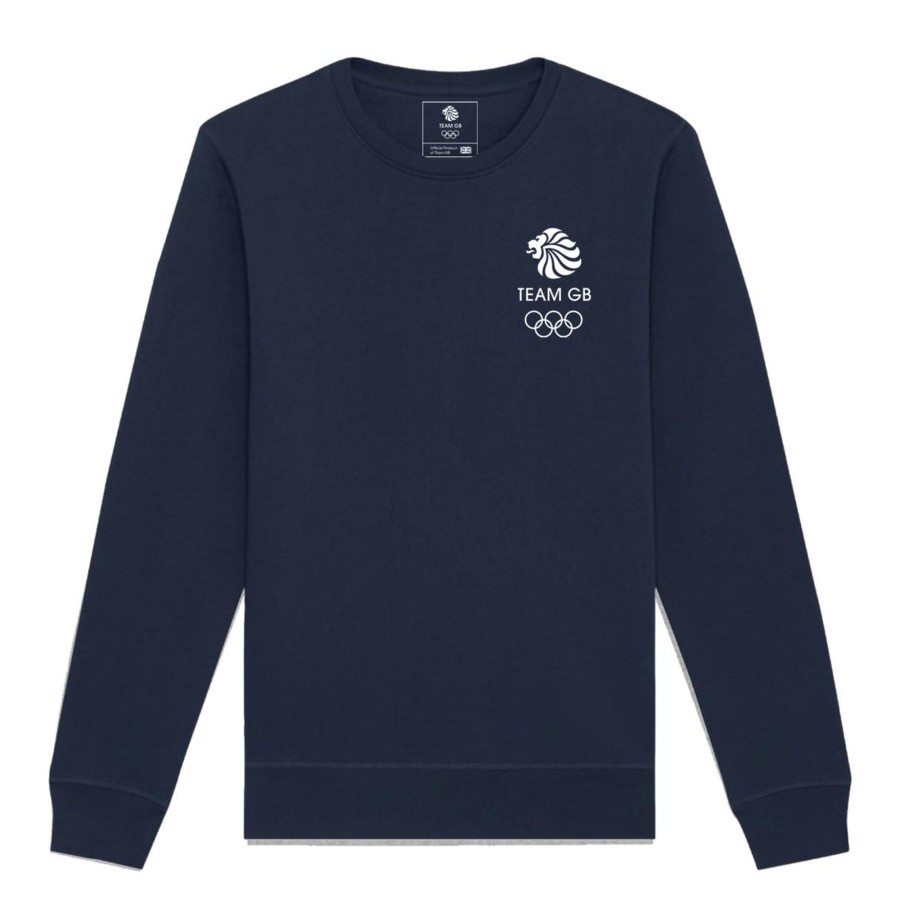 Casual Clothing Inkthreadable | Team Gb Small White Olympic Logo Sweatshirt Navy