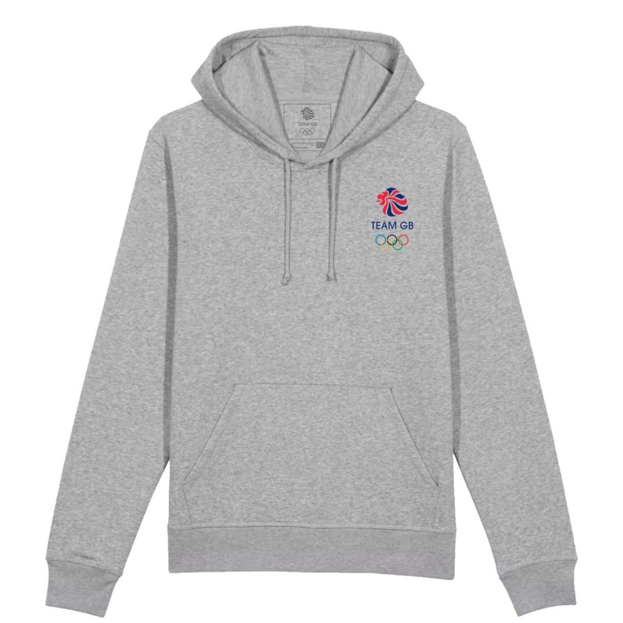 Casual Clothing Inkthreadable | Team Gb Small Olympic Logo Hoodie Heather Grey