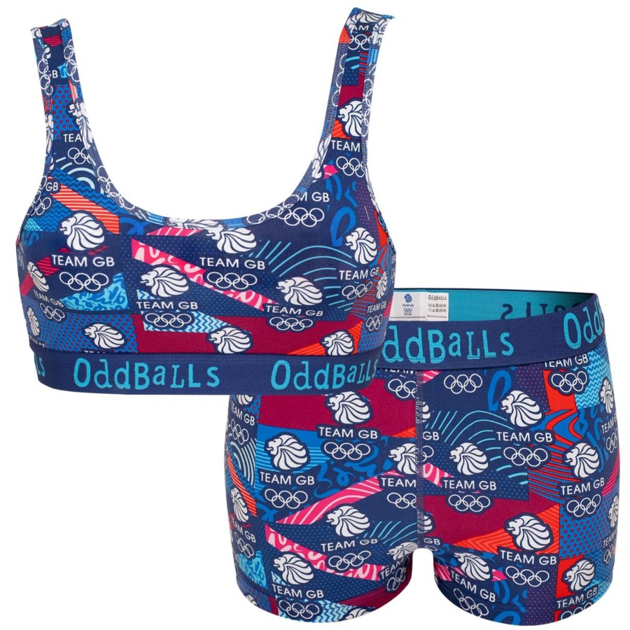 Casual Clothing Team GB Shop | Oddballs Women'S Bralette And Boxer Set - Navy