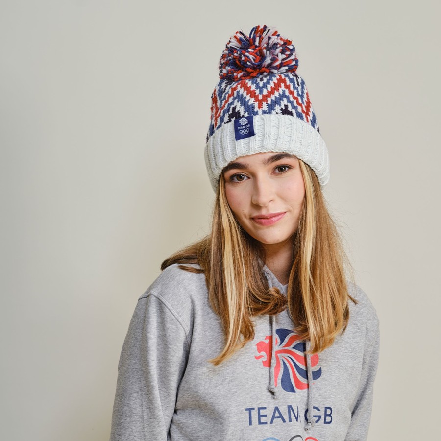 Active Clothing Swimzi | Team Gb Zig Zag Bobble Hat White