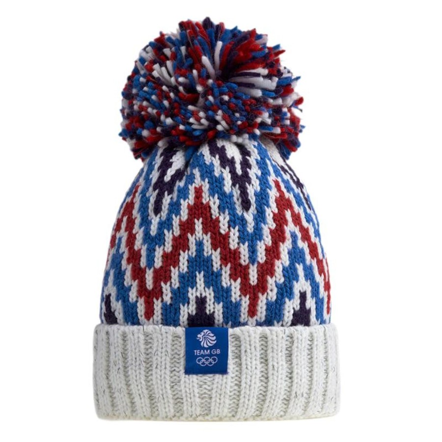 Active Clothing Swimzi | Team Gb Zig Zag Bobble Hat White