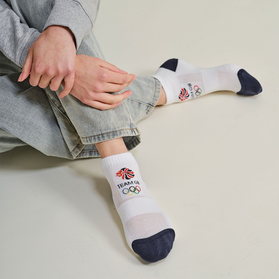 Active Clothing Exceptio | Team Gb 3Pk Sport Trainer Sock White | The Official Team Gb Shop