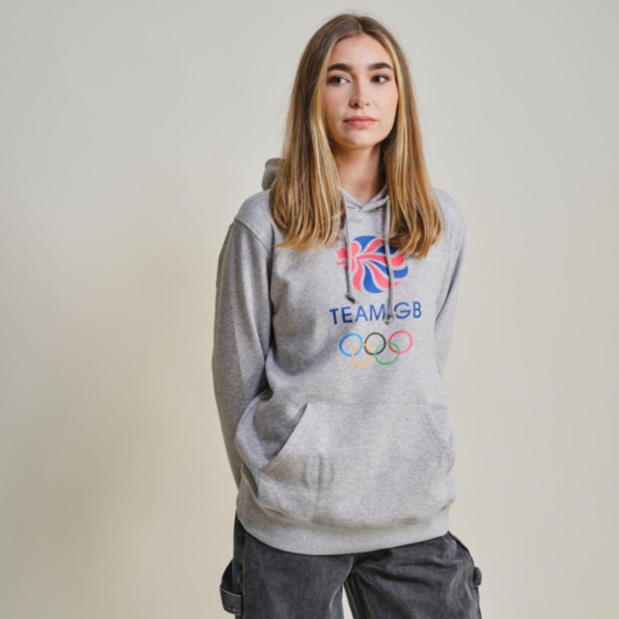 Casual Clothing Inkthreadable | Team Gb Large Olympic Logo Hoodie Heather Grey