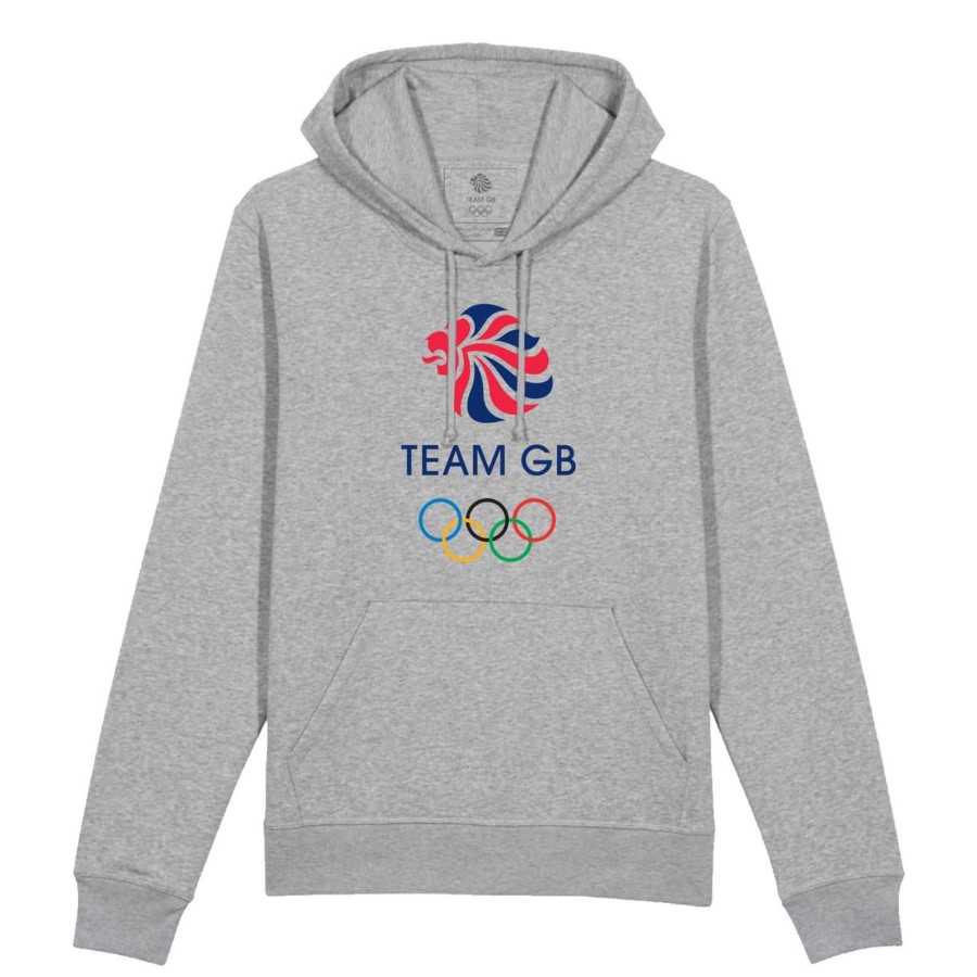 Casual Clothing Inkthreadable | Team Gb Large Olympic Logo Hoodie Heather Grey