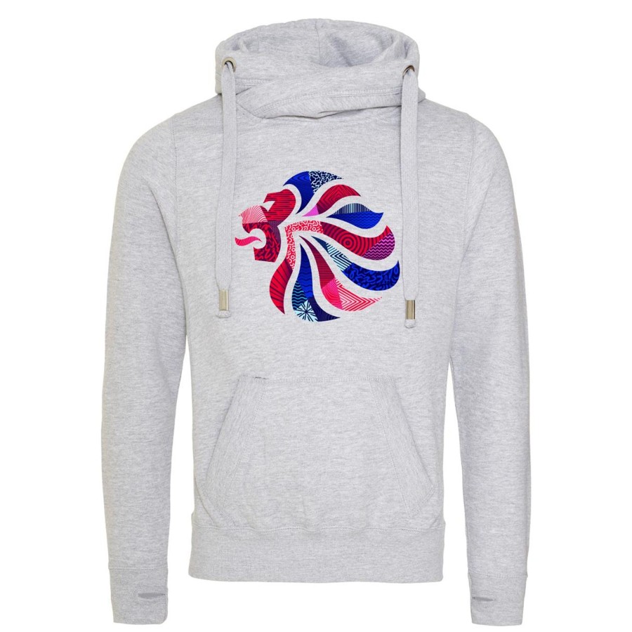 Casual Clothing Inkthreadable | Team Gb Abstract Lion Head Grey Hoodie